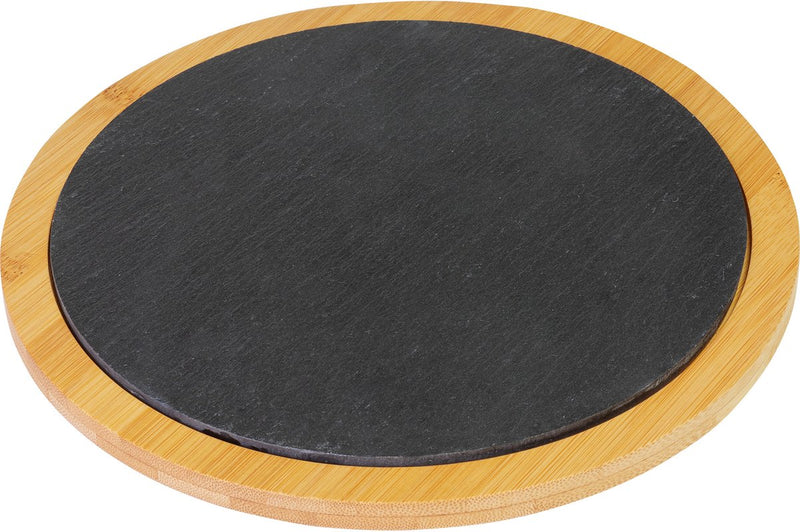 Westmark serveerplank bamboe en natuurleisteen bord voor serveren, rond, oppervlak: ø 28 cm, bamboe leisteen, tapas + friends, lichtbruin antraciet, 69612270
