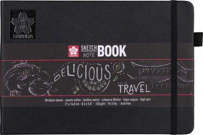 Sakura schets notitieboek 21 x 14.8 cm 80 pagina's zwart papier 140g