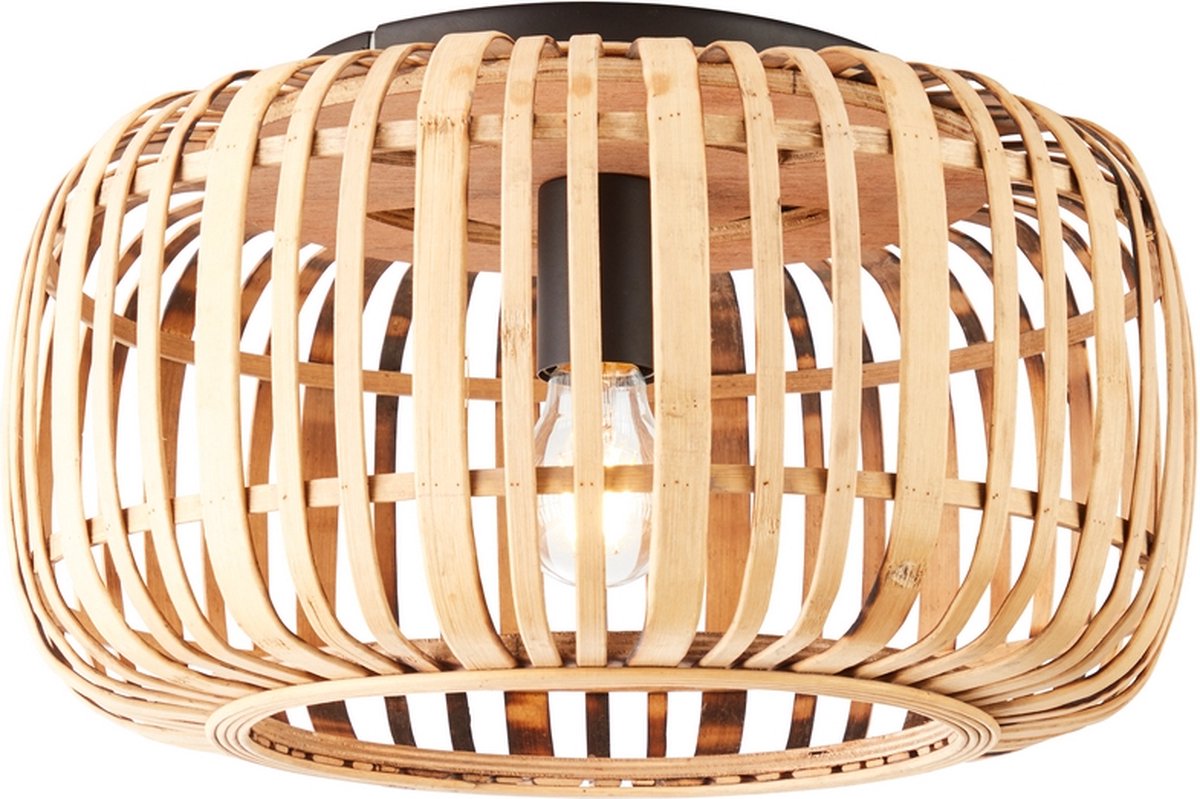 Brilliant woodrow - plafondlamp - e27 max 1x60w - bamboe bruin