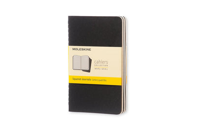 Moleskine cahier journals - pocket - geruit - zwart - set van 3