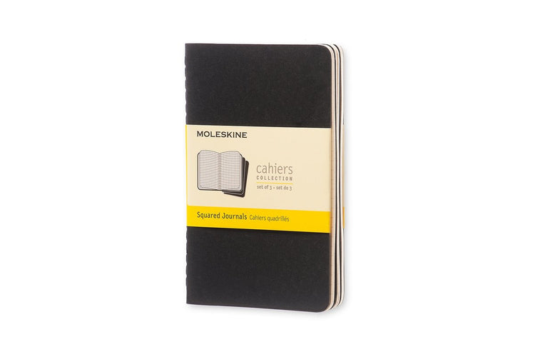 Moleskine cahier journals - pocket - geruit - zwart - set van 3