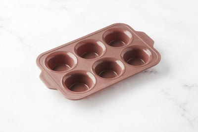 Point-virgule vorm voor 6 muffins uit platinum silicone vintage maroon 37x23x4cm