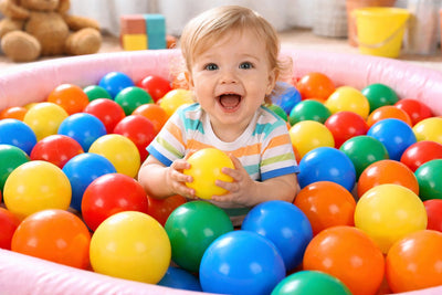 Eddy toys ballenbakballen 50 stuks - speelballen ø6cm - veilig en lichtgewicht - heldere kleuren - geschikt voor binnen en buiten - incl. netzak - groen, geel, blauw