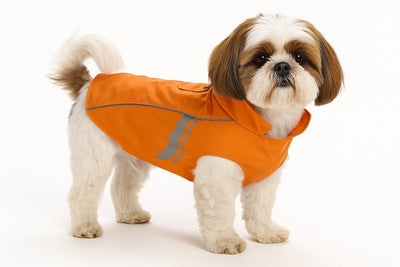 Flamingo hondenjas – regenjas hond – waterdichte hondenregenjas met reflectie – regenjas pomi oranje – 35 cm