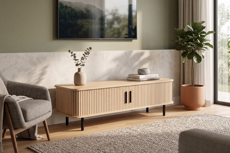 Mano leisure mano – tv-meubel – l 120 × b 40 × h 39 cm – eikenhoutlook zwart metaal – 100% fsc-gecertificeerd hout