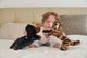 One love knuffel - teckel pumpkin - 40cm - zwart en wit - 0 jaar