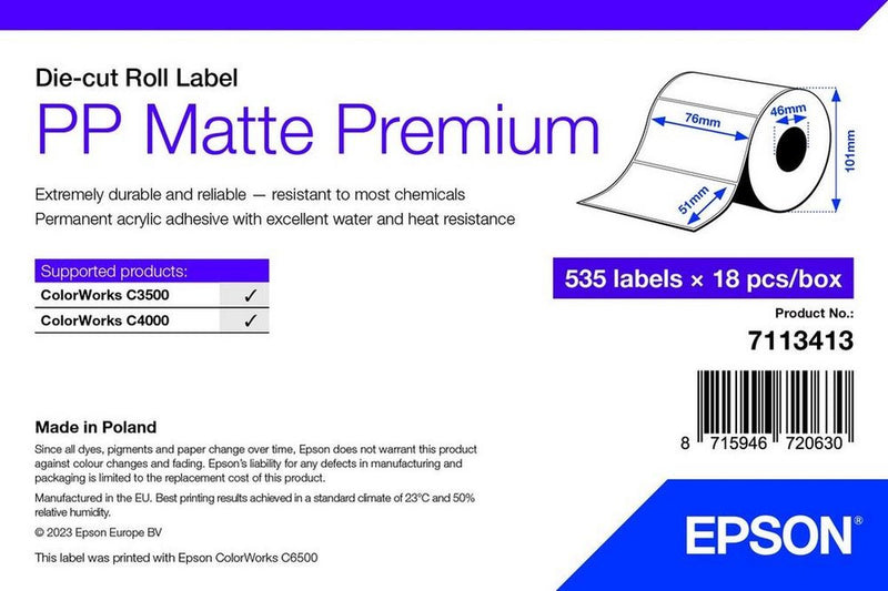 Epson 7113413 printeretiket wit zelfklevend printerlabel