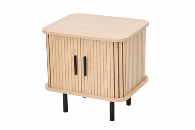 Mano leisure bijzettafel met opbergruimte – nachtkastje – 45x40x48cm - eikenpatroon zwart metaal