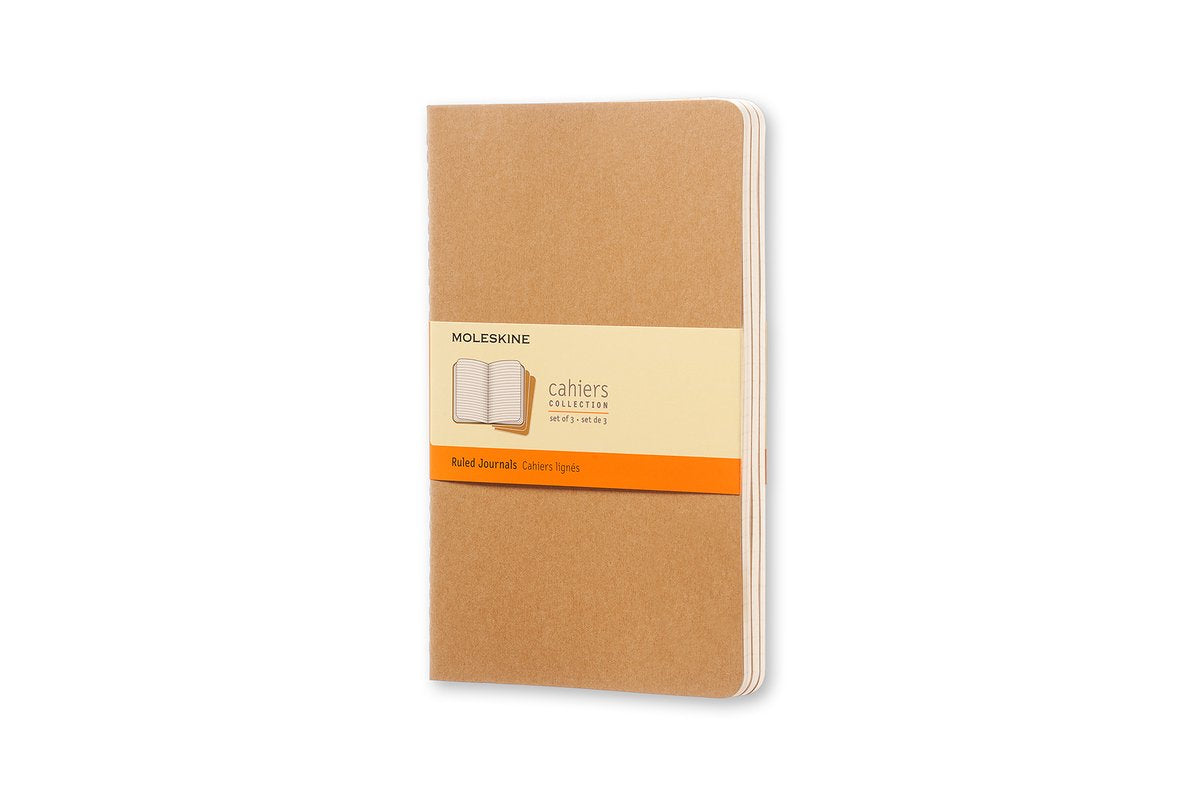 Moleskine cahier journals - large - gelinieerd - bruin - set van 3