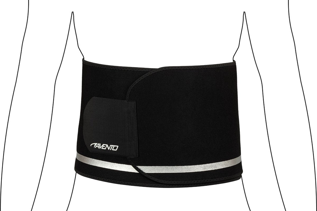 Avento sauna taille band - verstelbaar - zwart zilvergrijs - maat s m