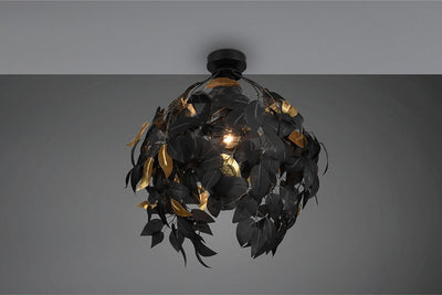 Rl live your light reality leavy - plafondlamp - zwart mat - excl. 1x e27 28 w - plafondbevestiging - patroon bescherming