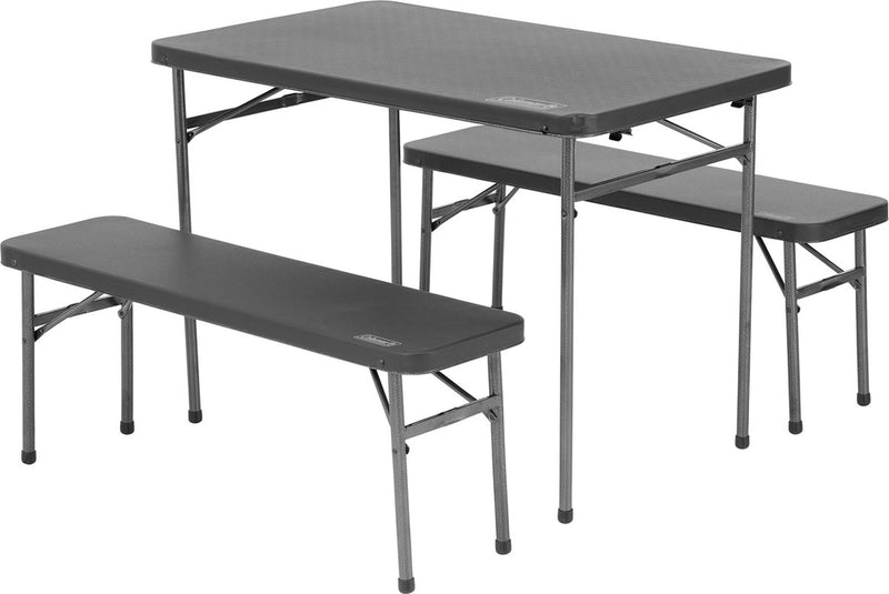 Coleman campingtafel met bankjes (4-persoons) - inklapbare picknicktafel – met antibacteriële coating - zwart