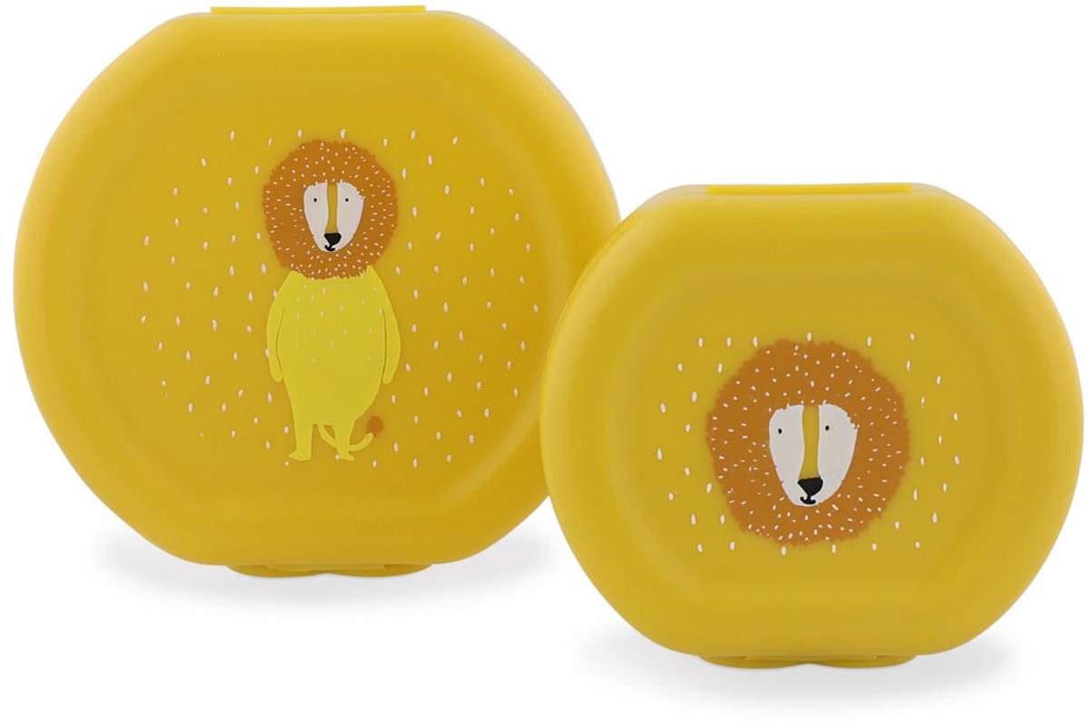 Trixie set van twee snackdoosjes met clip - mr. lion- makkelijk te openen - bpa-vrij - voor school en onderweg