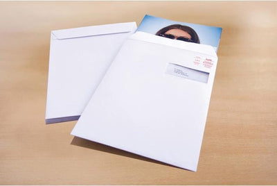 Raadhuis akte envelop - 229x324mm - c4 - wit - met plakstrip - venster rechts - 25 stuks - rd-303595-25