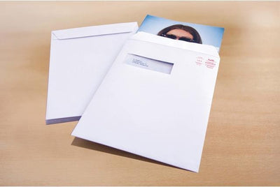 Raadhuis akte envelop - 229x324mm - c4 - wit - met plakstrip - venster links - 25 stuks