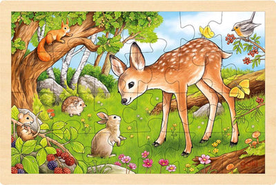 Goki houten legpuzzel hert, 24st.