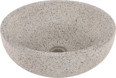 Differnz terrazzo waskom - 40x40x15cm - rond - terrazzo - mat wit zwart