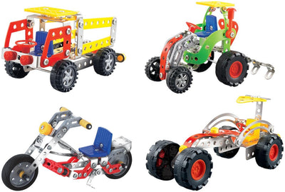 Eddy toys metalen bouwpakket kinderen 79-145 stuks - constructiespeelgoed metaal met gereedschap - technisch speelgoed kinderen - bouwspeelgoed met bouten en moeren - 1 willekeurige set