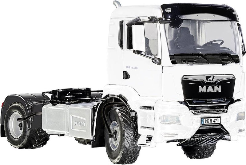 Wiking 077652 man tgs 18.510 4x4 bl 2-assige trekker, model vrachtwagen, 1:32, metaal kunststof, vanaf 14 jaar, veel functies, incl. bandendrukregeling, draaibaar radiatorrooster, wit