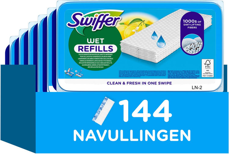Swiffer wet vochtige vloerdoekjes met citroengeur - 6x24 doekjes