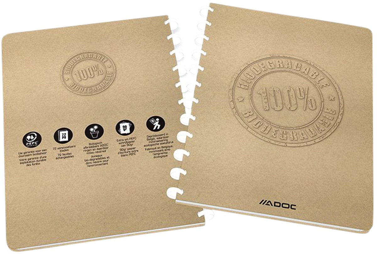 Adoc schrift bio a4 lijn 144pag 90gr kraft