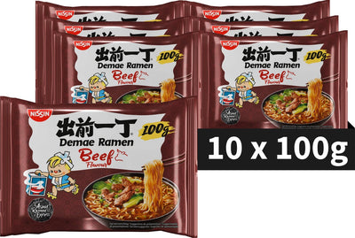 Nissin demae ramen - beef noodles bowl - instant noedels - 10 stuks
