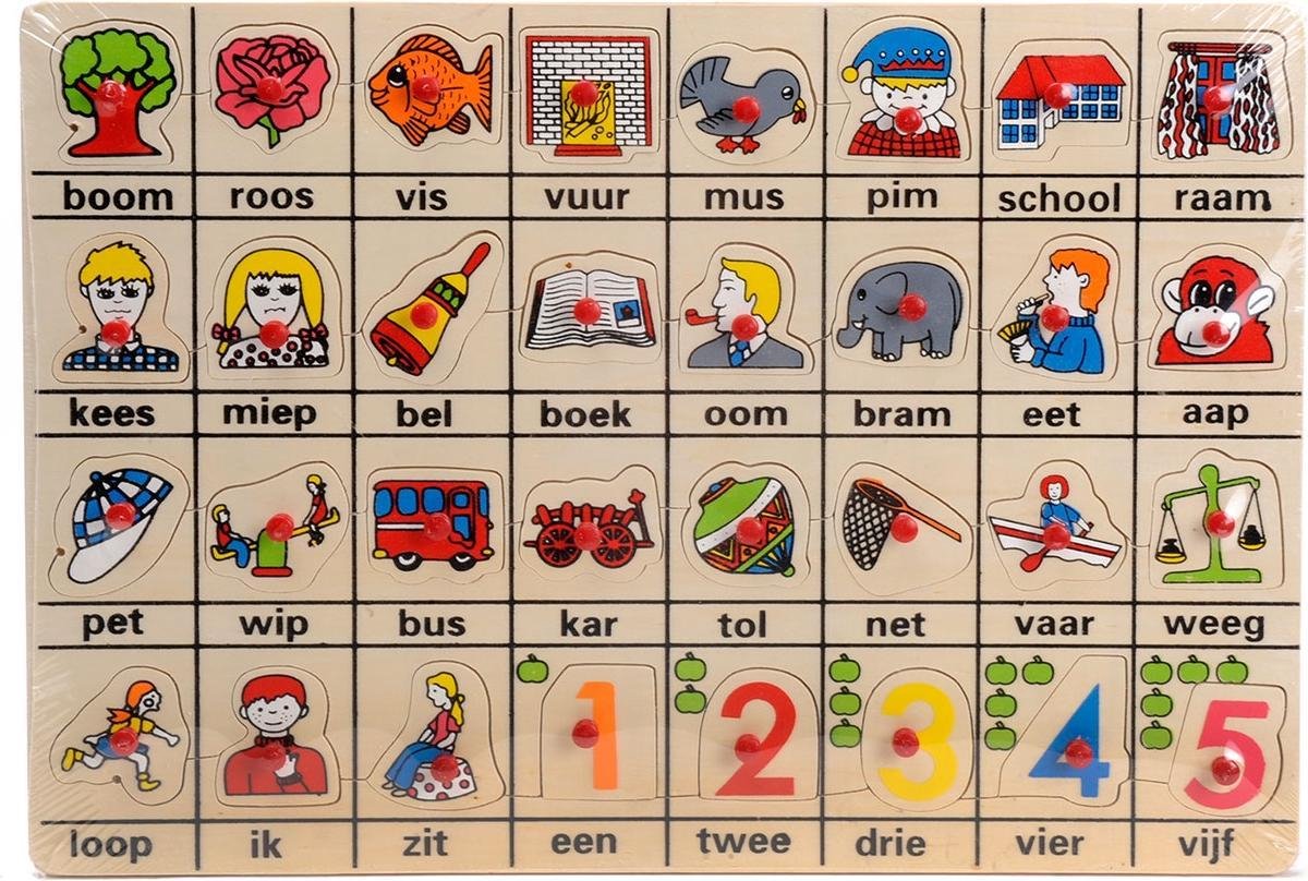 Playwood houten noppenpuzzel educatief speelgoed mijn eerste woordjes.
