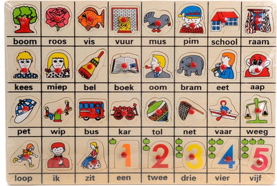 Playwood houten noppenpuzzel educatief speelgoed mijn eerste woordjes.