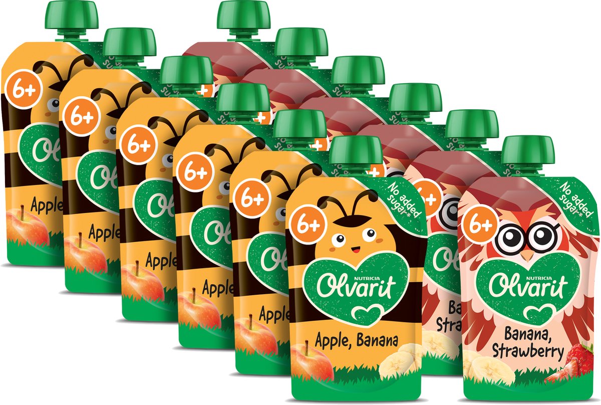 Olvarit variatiemenu knijpfruit 6+ maanden - 2 smaken - 12 x 100g