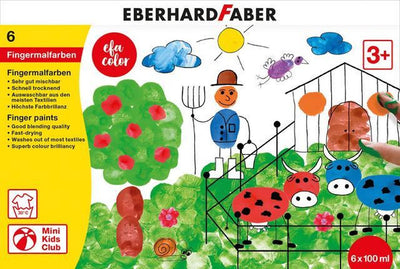 Eberhard faber vingerverf - efa color - 6 x 100ml - assorti - ef-578806
