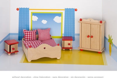 Goki poppenhuismeubeltjes serie 2: slaapkamer 4-delig, voor poppe