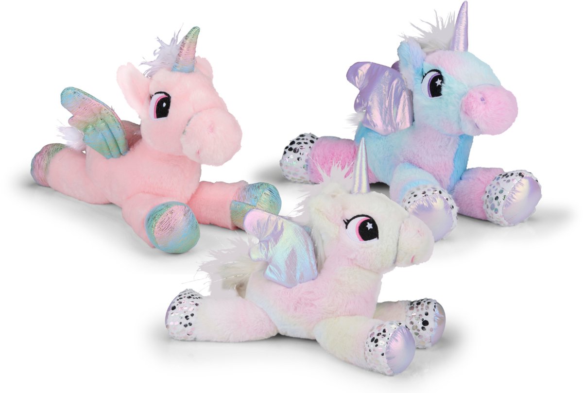 Eddy toys pluche eenhoorn 34 cm - knuffel unicorn - plush unicorn knuffel - zachte knuffel met vleugels - knuffeldier voor kinderen - assorti - 1 willekeurige variant
