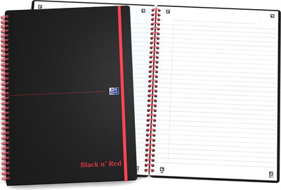 Oxford black n' red - notitieboek - a5 - gelijnd - 90g - softcover - zwart