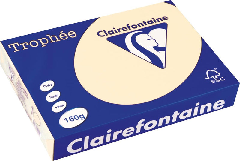 Clairefontaine trophée pastel, gekleurd papier, a4, 160 g, 250 vel, crème