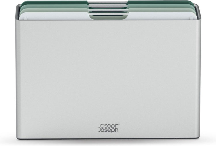 Joseph joseph folio™ snijplankenset 4-delig – large – lichtgroen – kleurgecodeerd – met opbergstand – rvs handgrepen