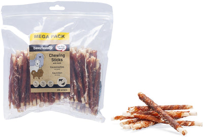 Beeztees kauwstaafjes met eend - 100 stuks - 12,5 cm - hondensnacks - kauwstaaf hond -