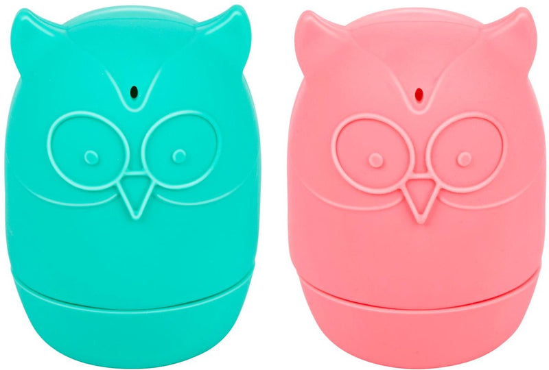 Eddy toys squeeze squirt badspeeltjes - uilvormige speelfiguren - 2 designs - knijpen en spuiten - geschikt voor baby's en peuters - afmeting ø5x8 cm - kunststof - 3-12 jaar - groen en roze