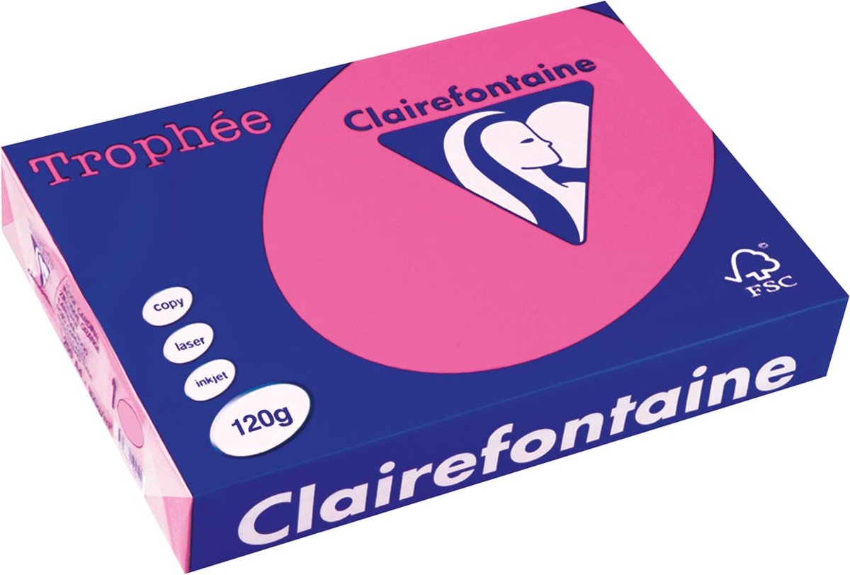 Clairefontaine trophée pastel a4 roze 120 g 250 vel