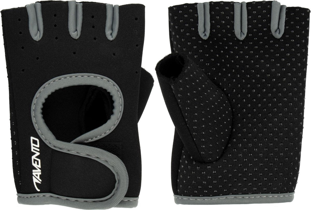 Avento fitness handschoenen - neopreen - zwart grijs - maat s m