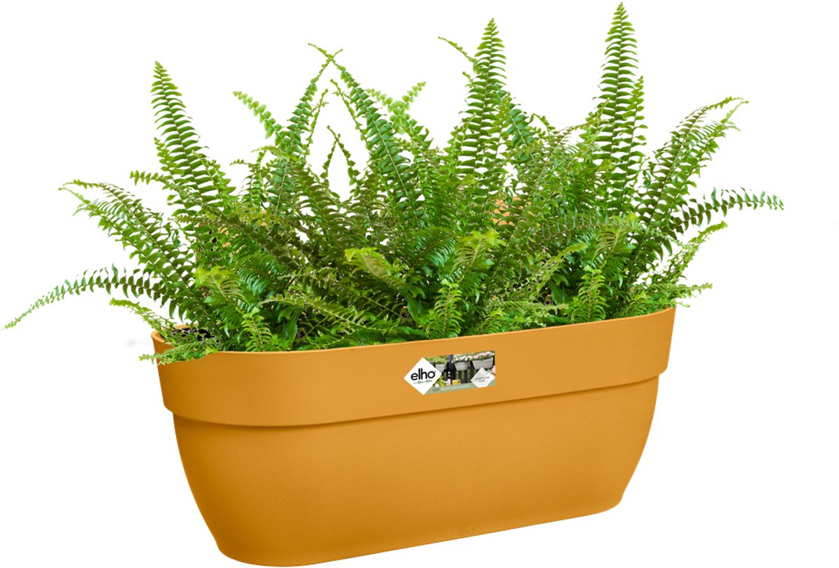 Elho vibia campana easy hanger l 46 - balkonbak met ophanghaken - 100% gerecycled plastic - ø 46.0 x h 26.5 cm - honinggeel