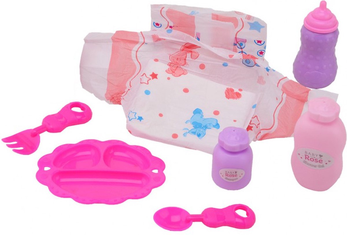 Johntoy john toy baby rose verzorgset in tasje