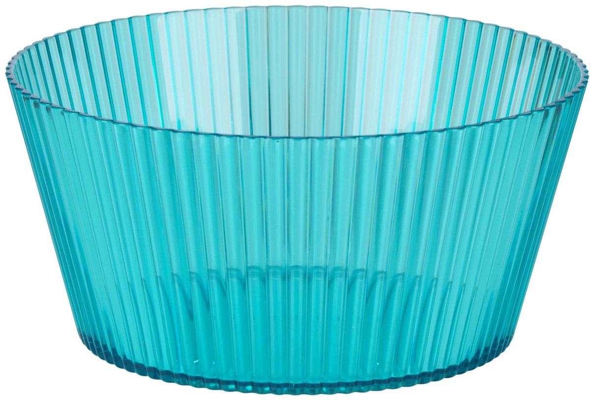 Alpina kom 4 liter – kunststof beslagkom met ribbelstructuur – 25 cm – saladekom - blauw