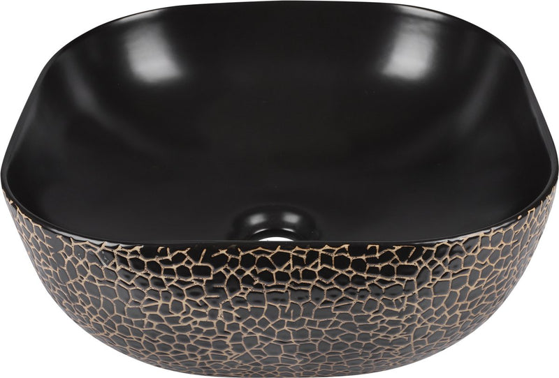Differnz safari waskom 41.5x41.5x14cm keramiek snake zwart goud
