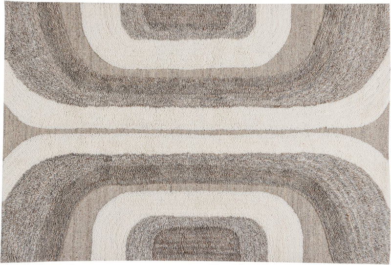 Woood moro vloerkleed - wol katoen grijswit - 170x240
