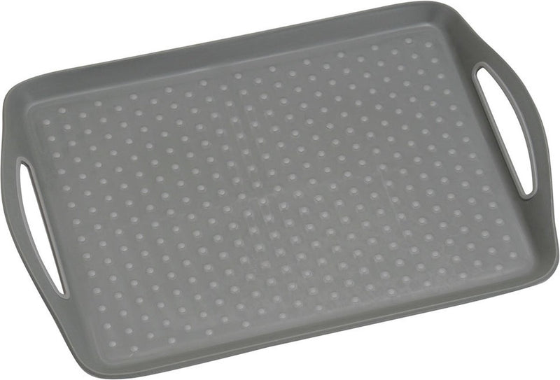 Kesper dienblad rechthoekig - anti-slip dienblad - diep dienblad met antislip - met handvatten - 45.5 x 32 x 4.5 cm - kleur: grijs