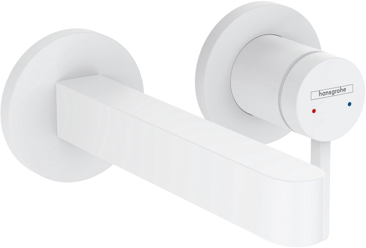 Hansgrohe finoris - inbouw wastafelmengkraan - ééngreeps bediening - met afvoerplug - 168mm - mat wit