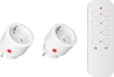 Calex draadloze schakelset - 2x schakelaar stekker + afstandsbediening - draadloze bediening voor binnen - 2300w - kerstverlichting