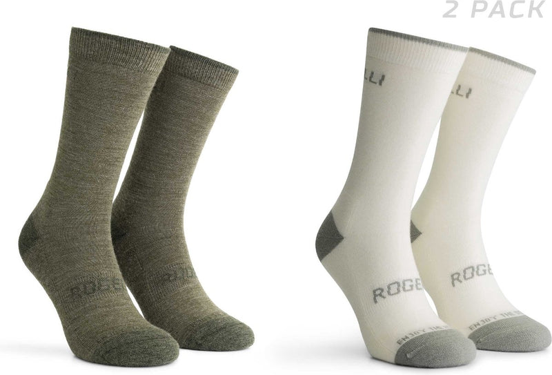 Rogelli merino wool fietssokken - 2-pack - groen taupe - 36 39