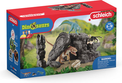 Schleich dinosaurus - dinoset met hol - speelfigurenset - kinderspeelgoed voor jongens en meisjes - 4 tot 12 jaar - 7 onderdelen