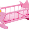 Small foot - houten poppenbed ster roze